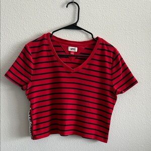 Tommy Jeans Red and black striped crop top
Size Large